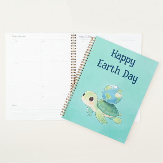 Happy Earth Day Turtle with Globe Planer (Anzeige)