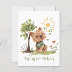 Happy Earth Day Yorkie Dog Garening Postkarte