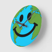 Happy Earth Face Wall Clock Runde Wanduhr (Winkel)