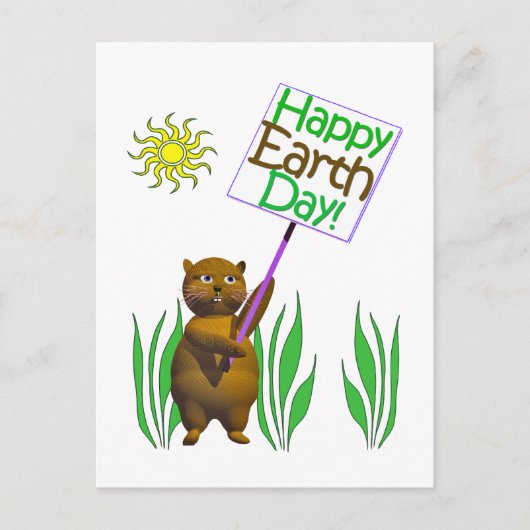 Happy Earthday Igel Postkarte (Vorderseite)