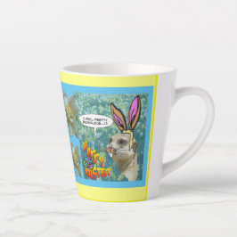 Happy East Meerkat Daffodils Design Latte Tasse