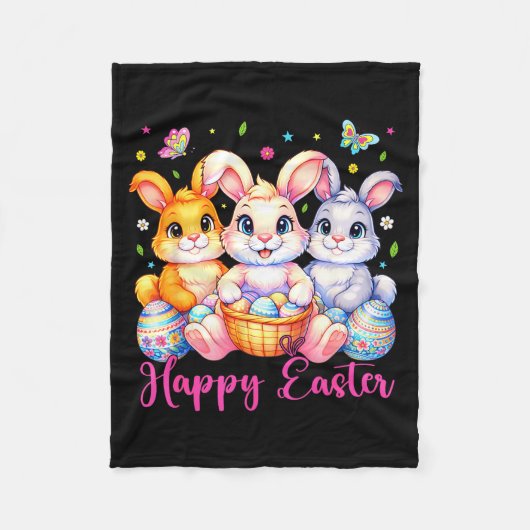 Happy Easter 2026 Cute Bunny Rabbit Easter Day Wom Fleecedecke (Vorderseite)