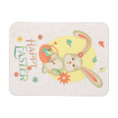 Happy Easter Adorable Bunny Floral Modernst Magnet (Horizontal)