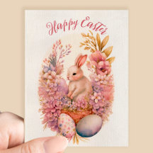 Happy Easter Aquarell Blume Hübsche Eier Gruß