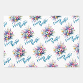 Happy Easter Aquarell Spring Blume Bouquet Geschenkpapier Set (Vorderseite 3)