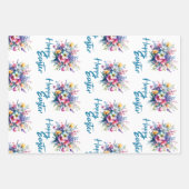 Happy Easter Aquarell Spring Blume Bouquet Geschenkpapier Set (Vorderseite 2)