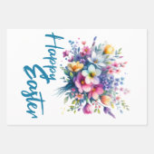 Happy Easter Aquarell Spring Blume Bouquet Geschenkpapier Set (Vorderseite)