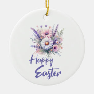 Happy Easter Aquarell Spring Blume Bouquet Keramik Ornament