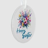 Happy Easter Aquarell Spring Blume Bouquet Ornament (Vorderseite)