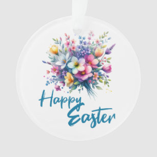 Happy Easter Aquarell Spring Blume Bouquet Ornament