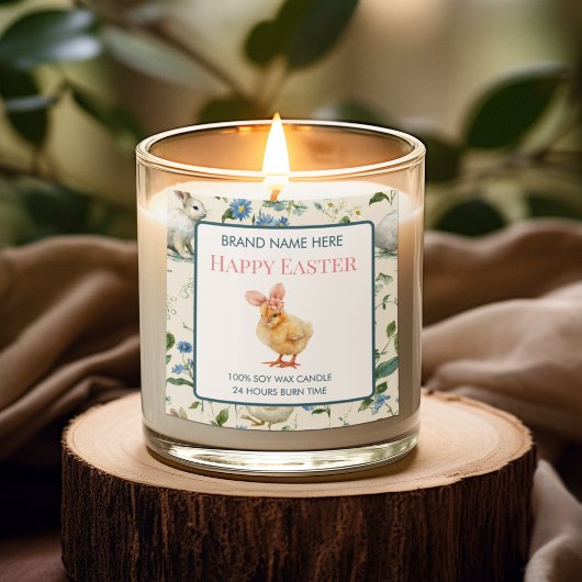 Happy Easter Baby Chick Custom Candle Label Quadratischer Aufkleber