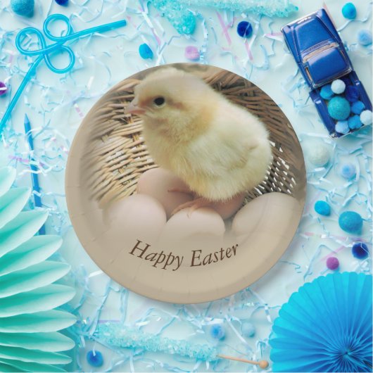 Happy Easter Baby Chick in einem Korb Pappteller (Party)