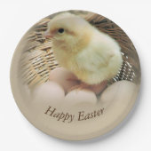 Happy Easter Baby Chick in einem Korb Pappteller (Vorderseite)