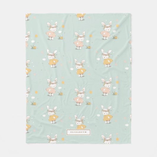 Happy Easter Baby Rabbit Pattern Fleecedecke (Vorderseite)