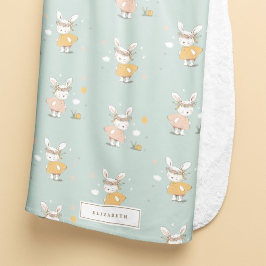 Happy Easter Baby Rabbit Pattern Fleecedecke