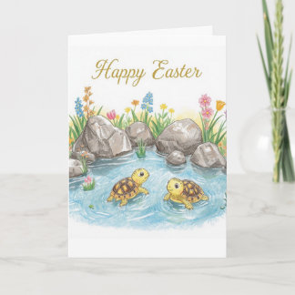 Happy easter baby turtles karte