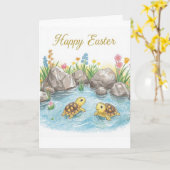 Happy easter baby turtles karte (Gelbe Blume)