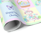 Happy Easter Baby's Name Soft Pastels Bunny Geschenkpapier (Rolleneckpunkt)