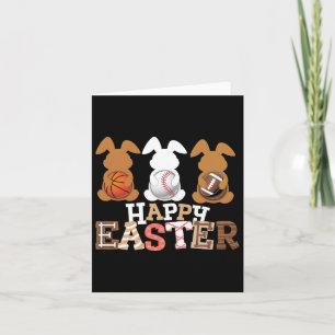 Happy Easter Baseball Fußball Basketball Bunny Ron Karte