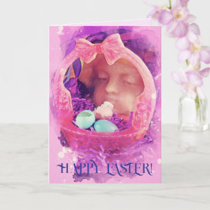 HAPPY EASTER BASKET EIER CHICK CHILD BLESSINGS KARTE