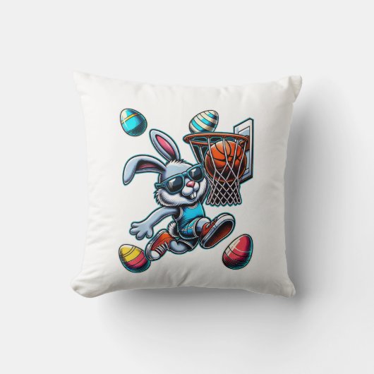 Happy Easter Basketball Boys Easter Bunny Funny Ea Kissen (Vorderseite)