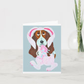 Happy Easter Basset Hound Easter Bunny card (Vorderseite)