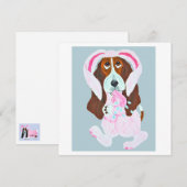 Happy Easter Basset Hound Easter Bunny card (Vorne/Hinten)