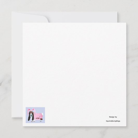 Happy Easter Basset Hound Easter Bunny card (Rückseite)