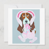 Happy Easter Basset Hound Easter Bunny card (Vorderseite)