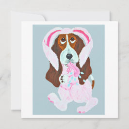 Happy Easter Basset Hound Easter Bunny card