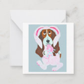 Happy Easter Basset Hound Easter Bunny card Mitteilungskarte (Vorderseite)