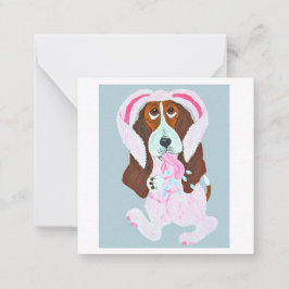 Happy Easter Basset Hound Easter Bunny card Mitteilungskarte