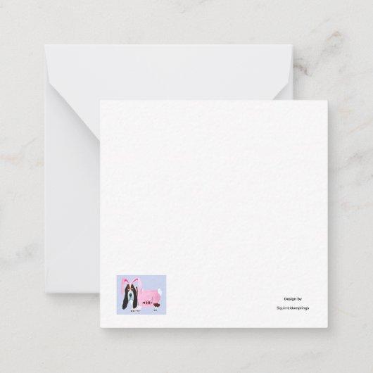 Happy Easter Basset Hound Easter Bunny card Mitteilungskarte (Rückseite)