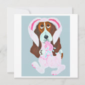 Happy Easter Basset Hound Easter Bunny Einladung (Vorderseite)
