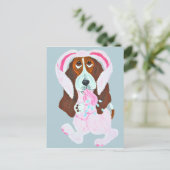 Happy Easter Basset Hound Easter Bunny Postkarte (Stehend Vorderseite)