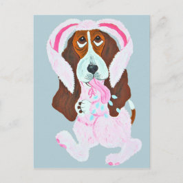 Happy Easter Basset Hound Easter Bunny Postkarte