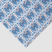 Happy Easter Blue Bow Folk Art Bunny & Eggs Spring Seidenpapier (Ausschnitt)