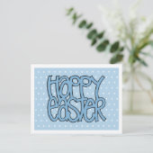 Happy Easter Blue Dot Postcard Feiertagspostkarte (Stehend Vorderseite)