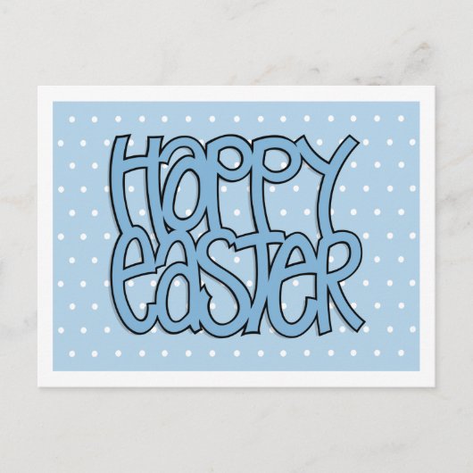 Happy Easter Blue Dot Postcard Feiertagspostkarte (Vorderseite)