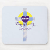 Happy Easter Blue Sky Cross Individuelle Name Mousepad (Vorne)