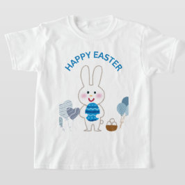 Happy Easter "Blue with Niedlich Bunny & Eggs" T-Shirt