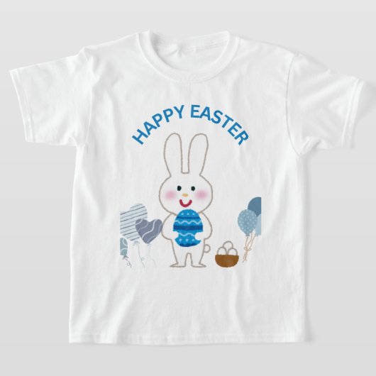 Happy Easter "Blue with Niedlich Bunny & Eggs" T-Shirt (Ablage )