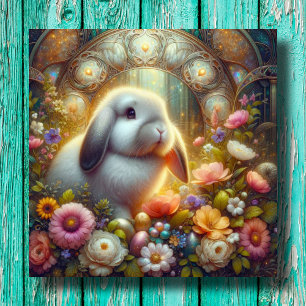 Happy Easter Blume Bunny Art Nouveau Oster Feiertagskarte