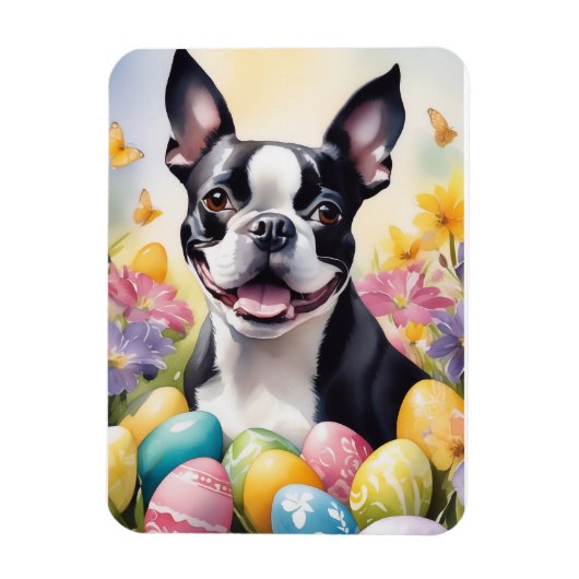 Happy Easter Boston Terrier Magnet (Vertikal)
