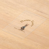 Happy Easter brown bunny with eggs love add name Acryleinladungen (Ablage )