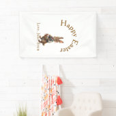 Happy Easter brown bunny with eggs love add name Banner (Insitu)