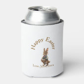 Happy Easter brown bunny with eggs love add name Dosenkühler (Kanne Vorderseite)