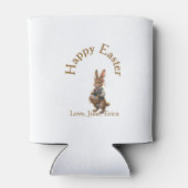 Happy Easter brown bunny with eggs love add name Dosenkühler (Rückseite)