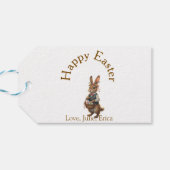 Happy Easter brown bunny with eggs love add name Geschenkanhänger (Rückseite Horizontal)