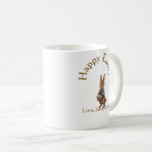 Happy Easter brown bunny with eggs love add name Kaffeetasse (VorderseiteRechts)
